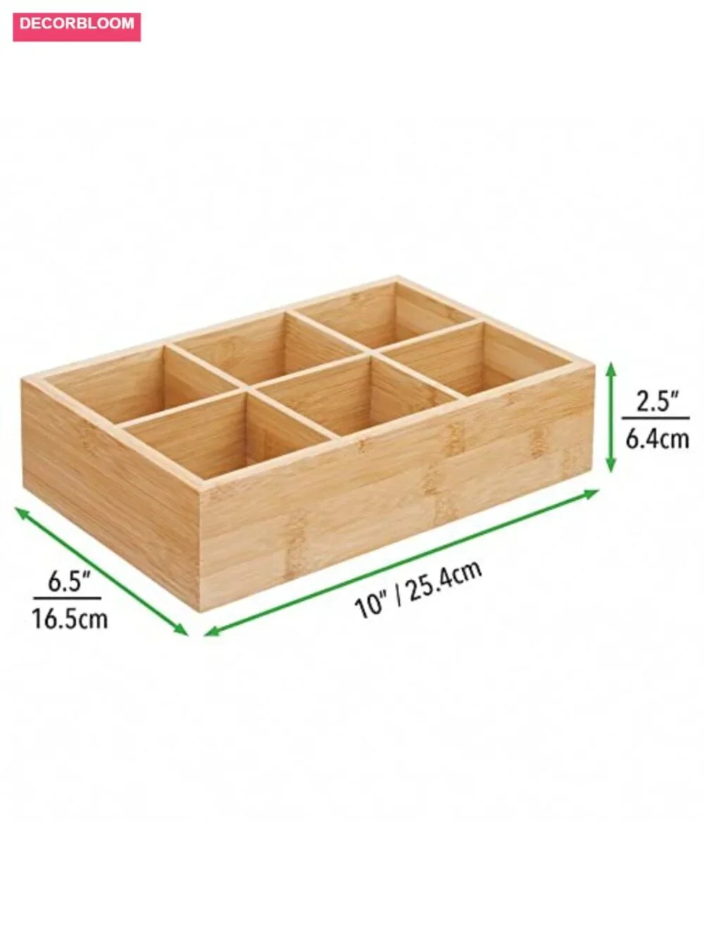 Bamboo Tea & Food Storage Organizer Box Set of 2 with 6 Compartments